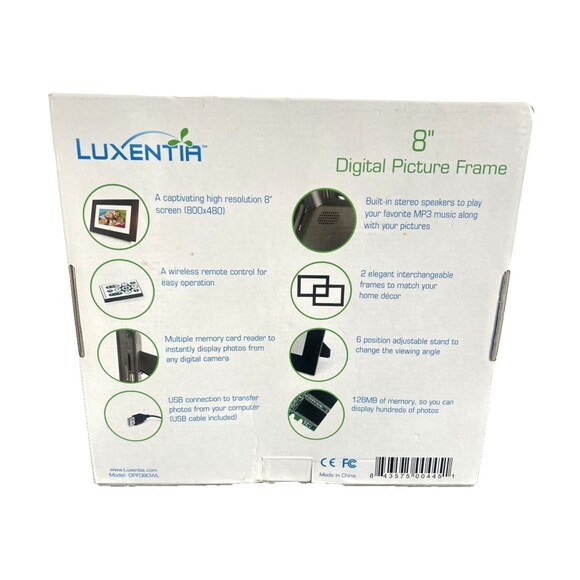 LUXENTIA 8" DIGITAL PICTURE FRAME PHOTOS DPF080WL NEW - Picture 3 of 8